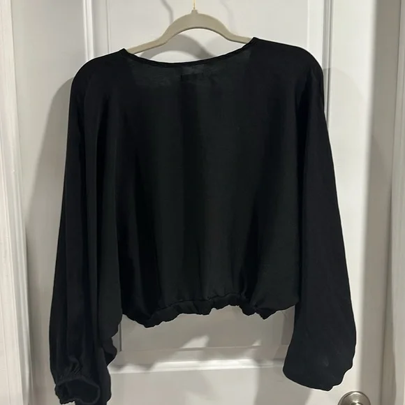 Silence + Noise Balloon Sleeve Deep Plunge Neck Top - Picture 7 of 8